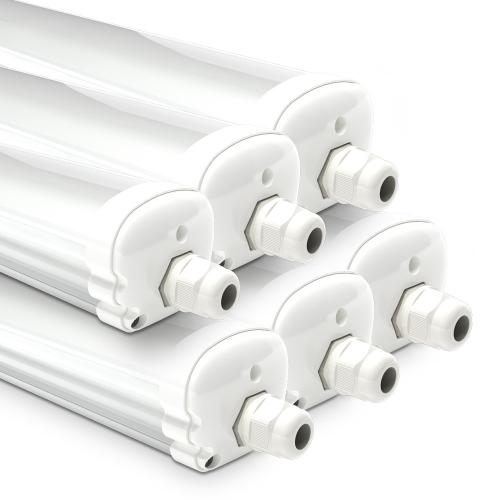 HOFTRONIC™ Set van 6 LED TL armaturen 120cm - IP65 Waterdicht - 36 Watt - 4320 Lumen - 6500K Daglicht wit - Koppelbaar - IK07 - S-Series Tri-Proof plafondverlichting
