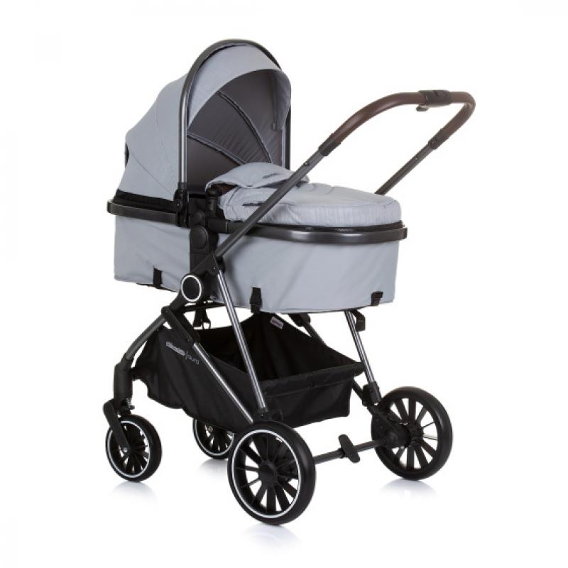 Chipolino Aura Opvouwbare 3 in 1 Kinderwagen met Luiertas Ash Grijs Zwart