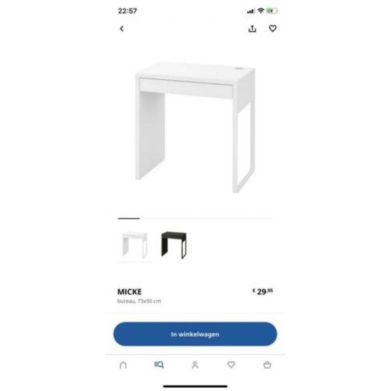 Ikea Micke bureau + Nissedal spiegel