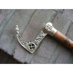 antieke wandelstok flaneerstok hardhout koper messing