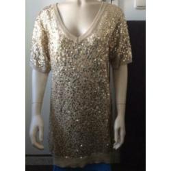 Supertrash jurk tuniek mini jurkje goud beige pailletten 36