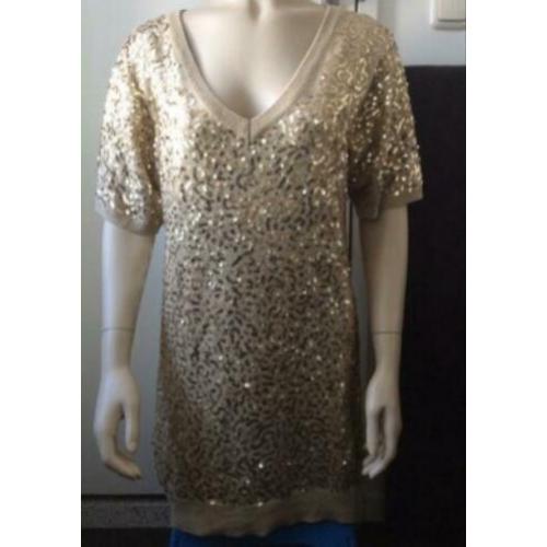 Supertrash jurk tuniek mini jurkje goud beige pailletten 36