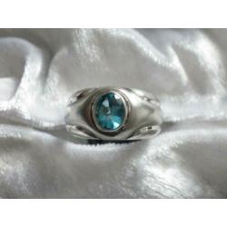 Mooie Zilveren Ring met Aquamarijn - maat 20,5 - 20 3/4