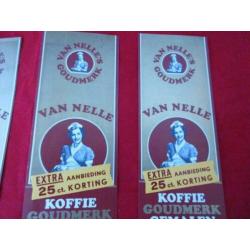 4 van Nelle koffie goudmerk labels uit ong. 1965.uit archief