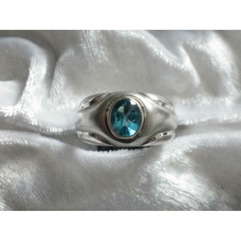 Mooie Zilveren Ring met Aquamarijn - maat 20,5 - 20 3/4