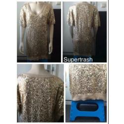 Supertrash jurk tuniek mini jurkje goud beige pailletten 36