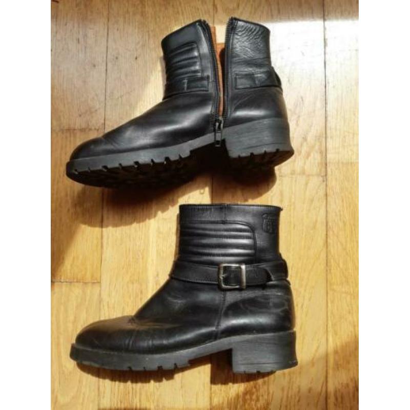 Zwarte korte leren laarsjes biker boots enkellaarzen 36