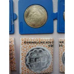 5 koninklijke 2 1/2 ecu munten 1991 1992 koninklijke familie