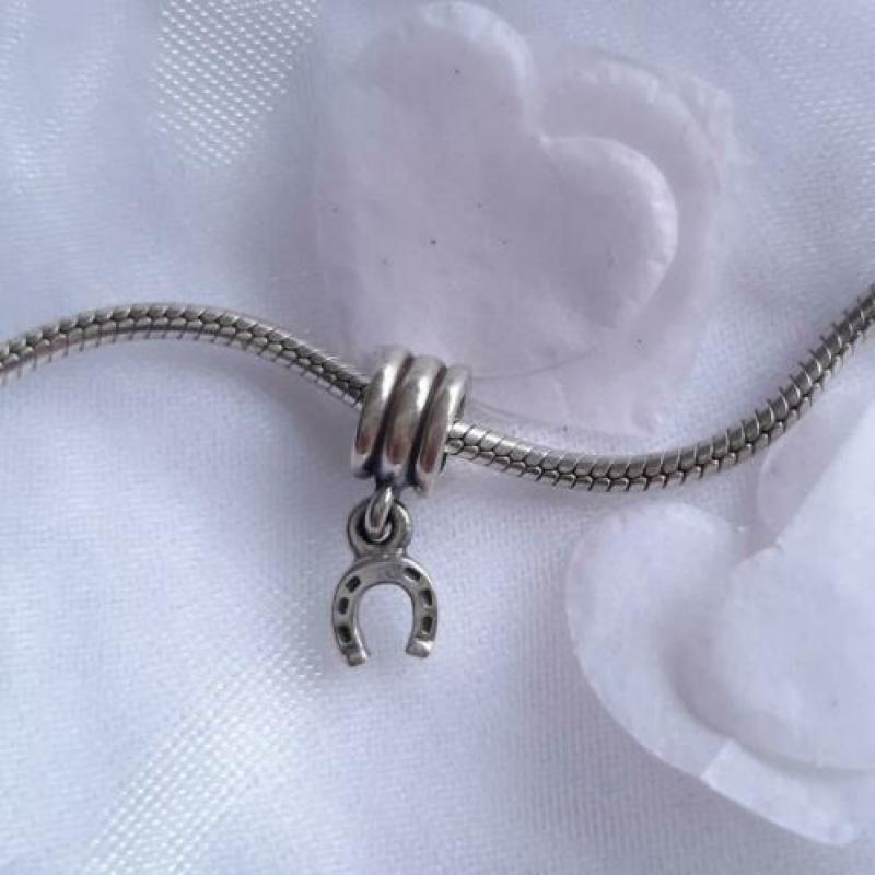 Zilveren bedels, charms met paard en hoefijzer, prijs p.s.