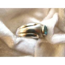 Mooie Zilveren Ring met Aquamarijn - maat 20,5 - 20 3/4