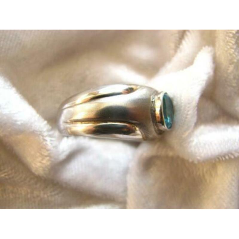 Mooie Zilveren Ring met Aquamarijn - maat 20,5 - 20 3/4