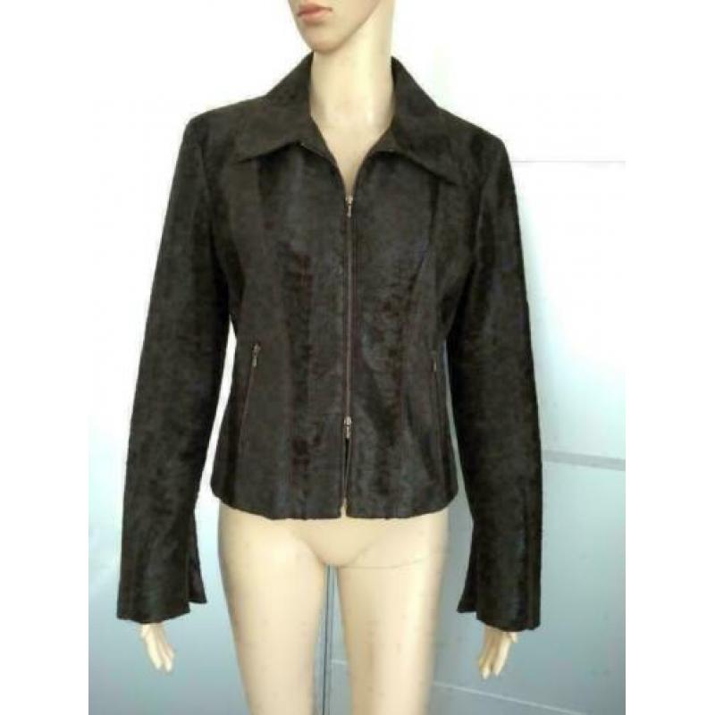 C706 Blacky Dress maat 36=S imitatie bontjasje jasje bruin