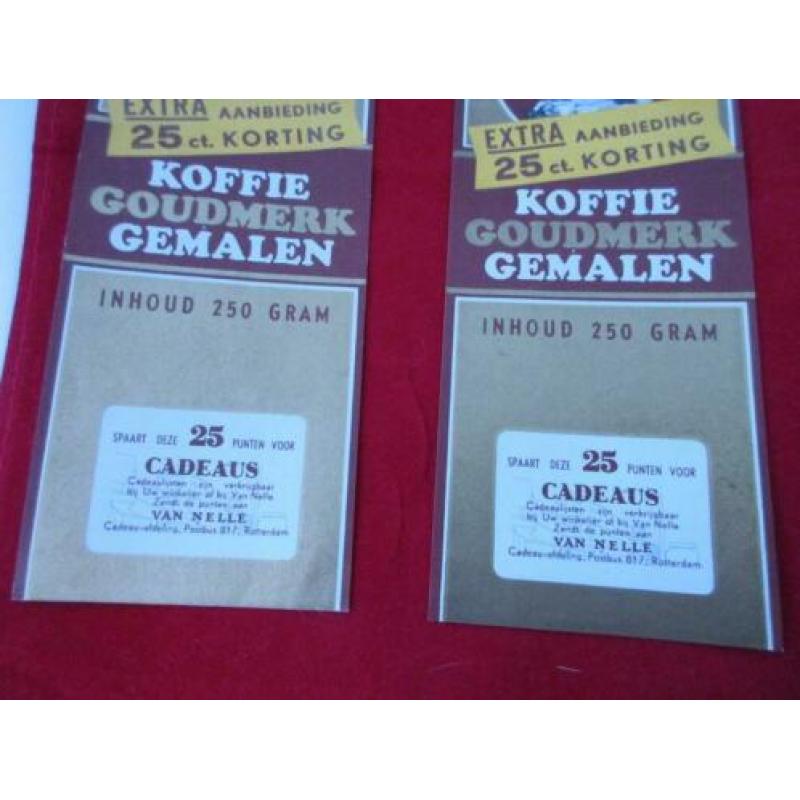 4 van Nelle koffie goudmerk labels uit ong. 1965.uit archief