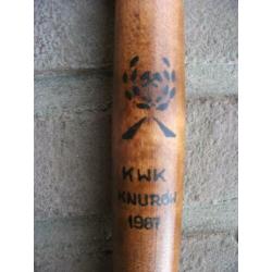 antieke wandelstok flaneerstok hardhout koper messing