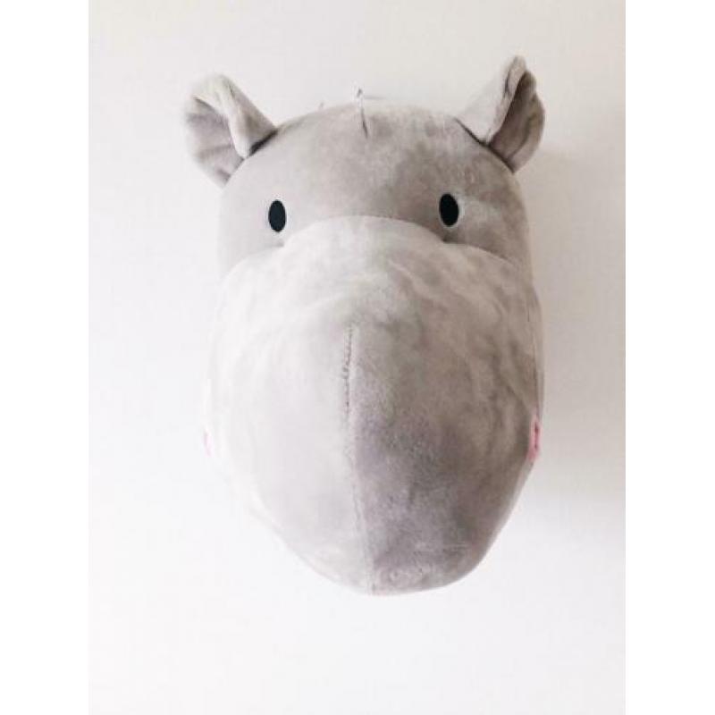 Nieuw!Pluche dierenkop nijlpaard. Wanddecoratie. Kinderkamer