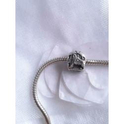 Zilveren bedels, charms met paard en hoefijzer, prijs p.s.