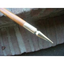 antieke wandelstok flaneerstok hardhout koper messing
