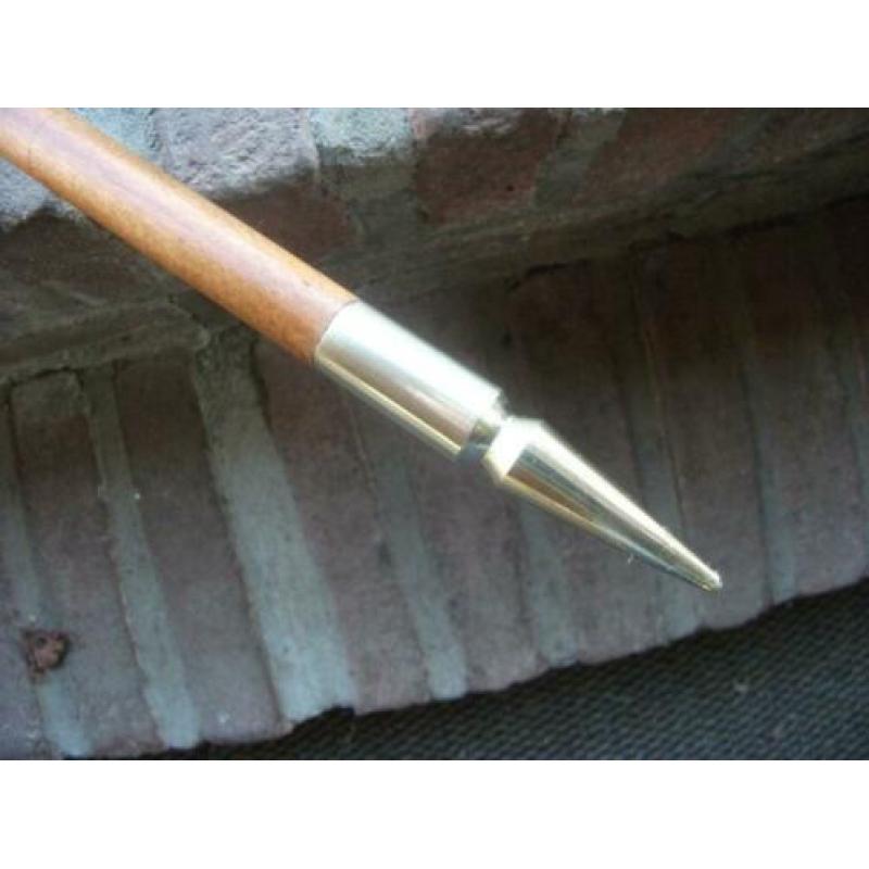 antieke wandelstok flaneerstok hardhout koper messing