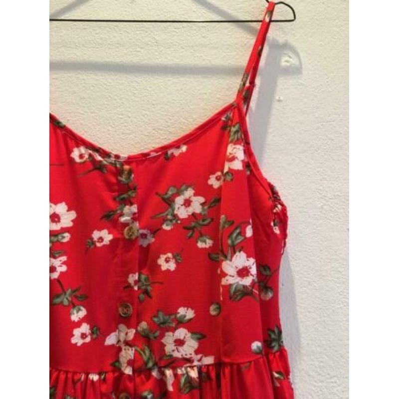 Rode jurk bloemen print, zomers, nieuw, maat L/XL