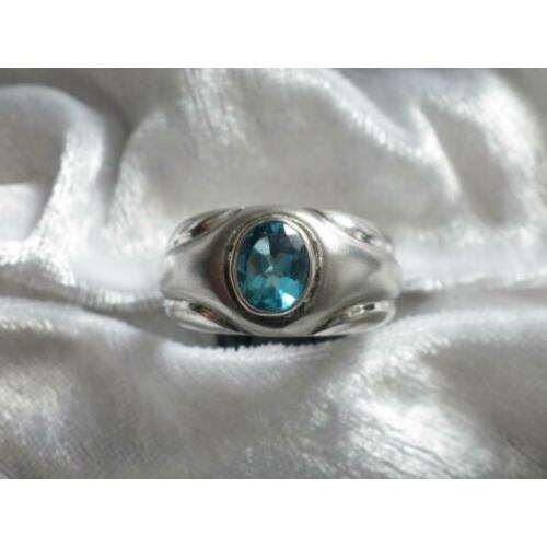 Mooie Zilveren Ring met Aquamarijn - maat 20,5 - 20 3/4