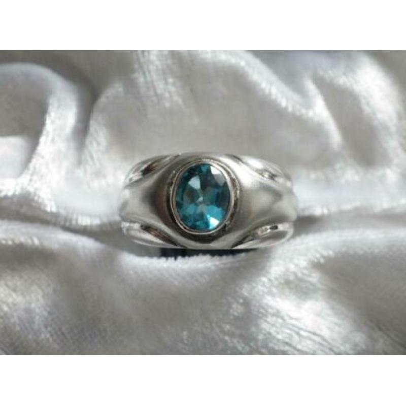 Mooie Zilveren Ring met Aquamarijn - maat 20,5 - 20 3/4