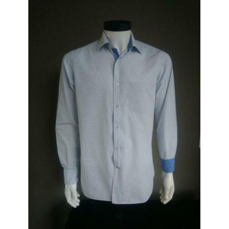 Massimo Dutti overhemd. Wit blauw bolletjes. Maat M. Slim fi