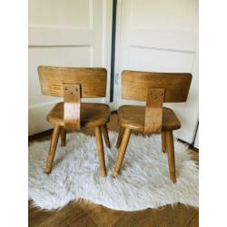Vintage schoolstoeltjes school stoeltje retro kleuter peuter