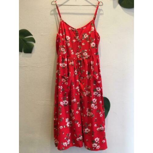 Rode jurk bloemen print, zomers, nieuw, maat L/XL