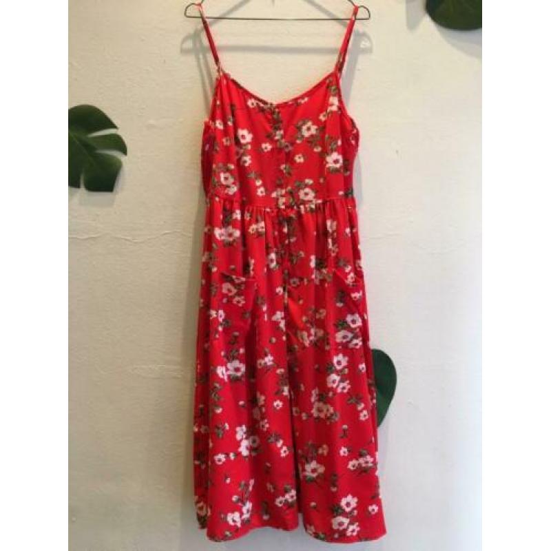 Rode jurk bloemen print, zomers, nieuw, maat L/XL