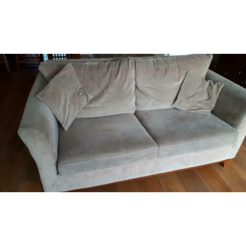 Bank met twee bijpassende fauteuils, kleur taupe