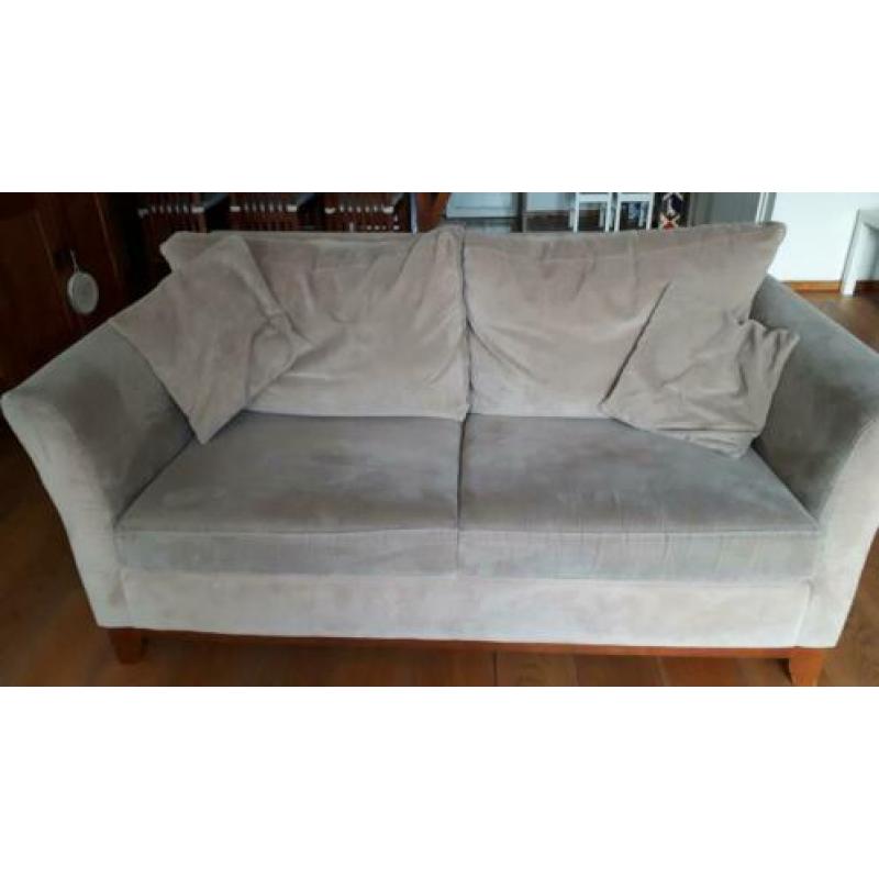 Bank met twee bijpassende fauteuils, kleur taupe