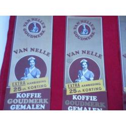 4 van Nelle koffie goudmerk labels uit ong. 1965.uit archief