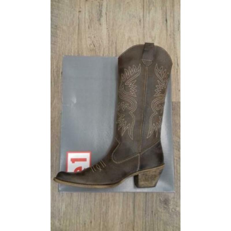 Nieuwe leren western/cowboy laarzen maat 38 € 30.00