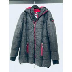 Nieuwe SuperDry dames winterjas - maat S - grijs met roze