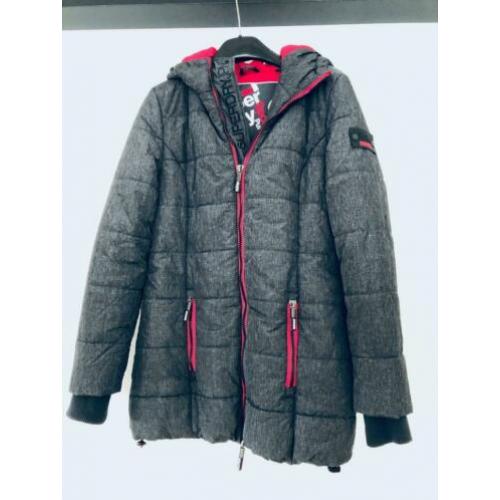 Nieuwe SuperDry dames winterjas - maat S - grijs met roze