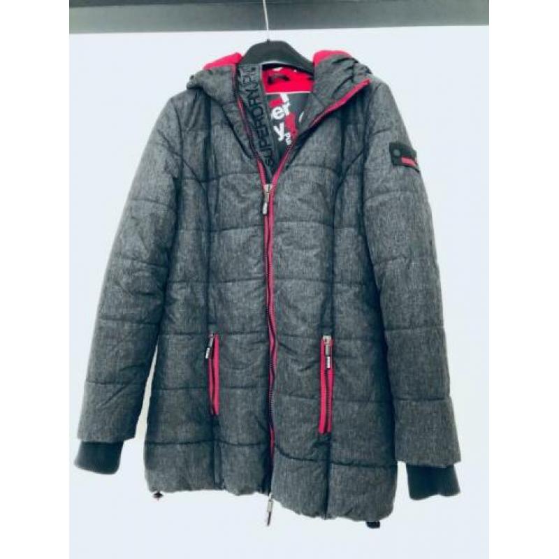 Nieuwe SuperDry dames winterjas - maat S - grijs met roze