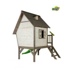 Houten speelhuisje Cabin XL met glijbaan en veranda | Sunny