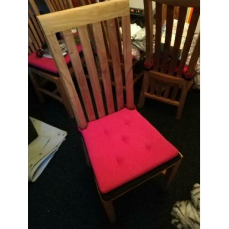 teakhouten eetkamerstoelen 6 stuks inclusief kussens