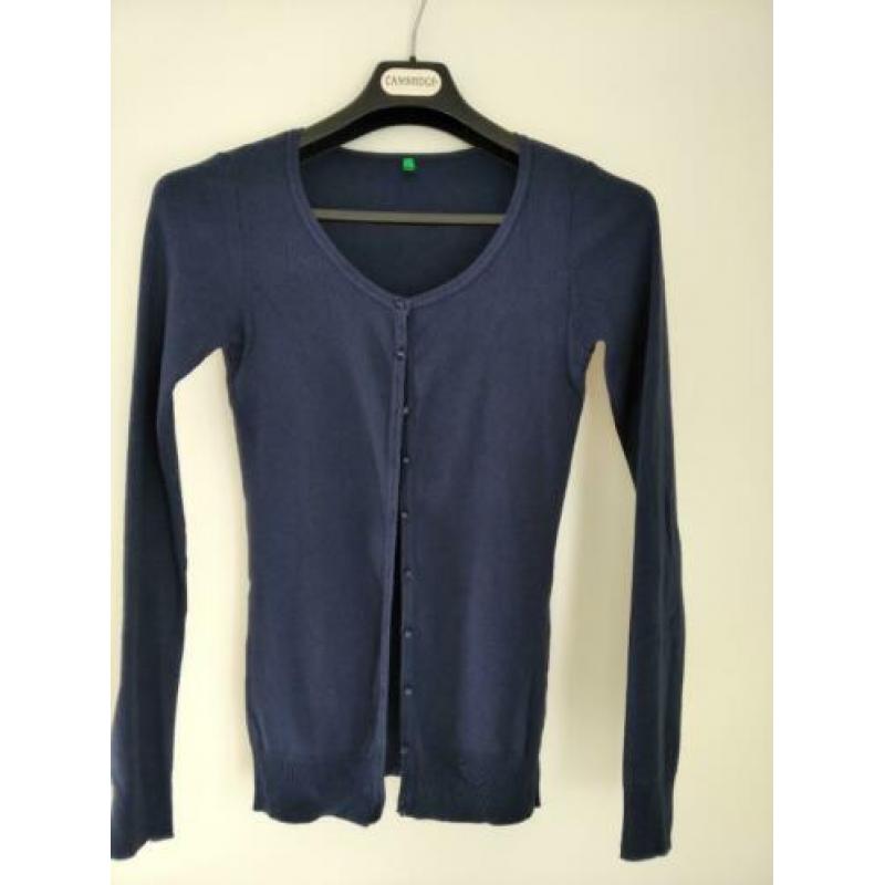 Dun marineblauw vestje met bolle knoopjes Benetton mt XS