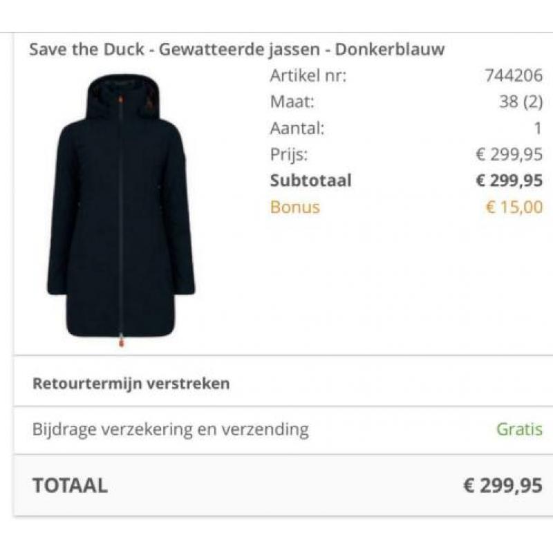 Save the duck jas gewatteerd donker blauw maat 2