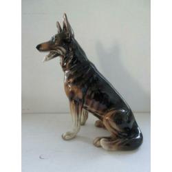Vintage keramiek herdershond beeld hoogte 28 cm
