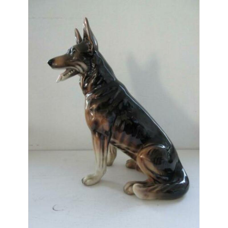 Vintage keramiek herdershond beeld hoogte 28 cm