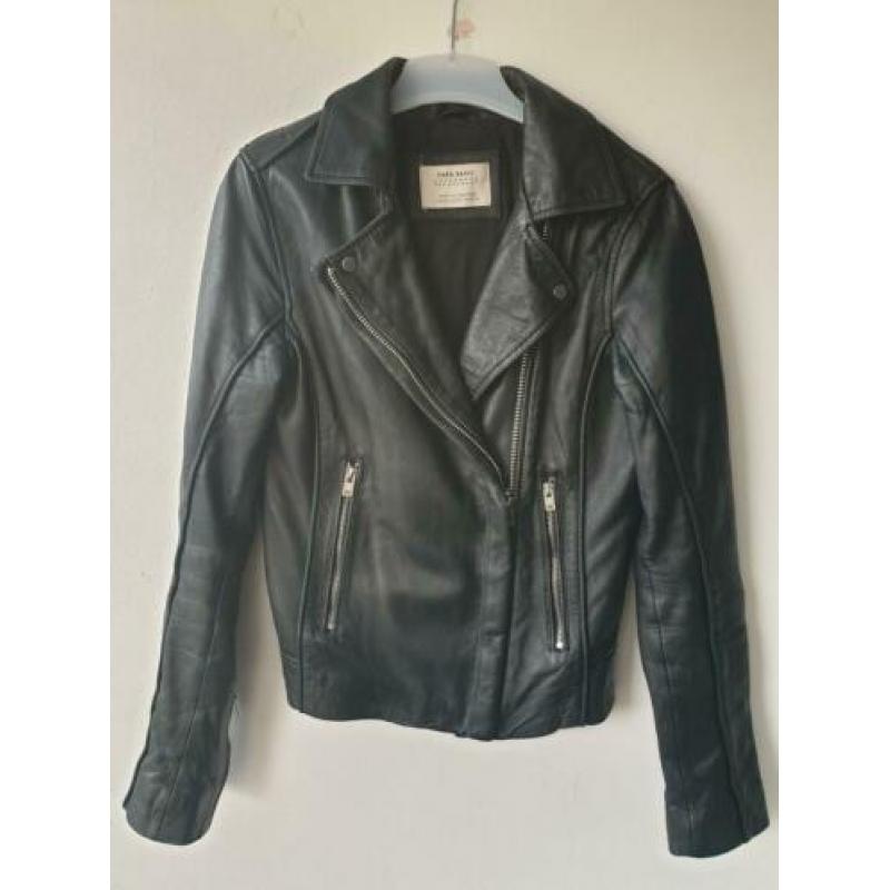 Zara leren side zippers biker jacket S