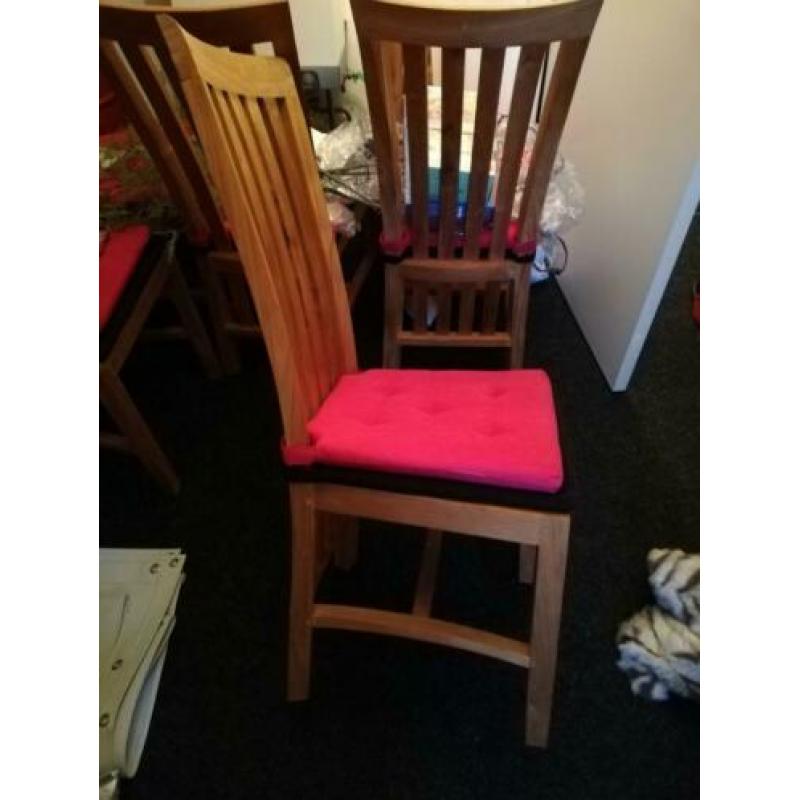 teakhouten eetkamerstoelen 6 stuks inclusief kussens