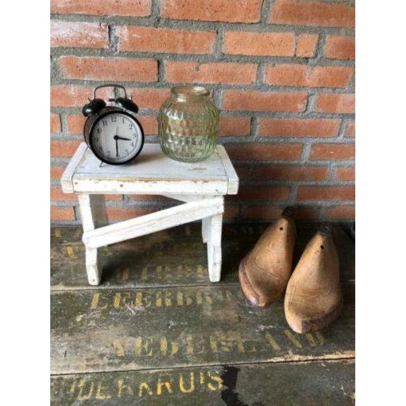 Antiek Frans brocante vensterbankje opstapje krukje