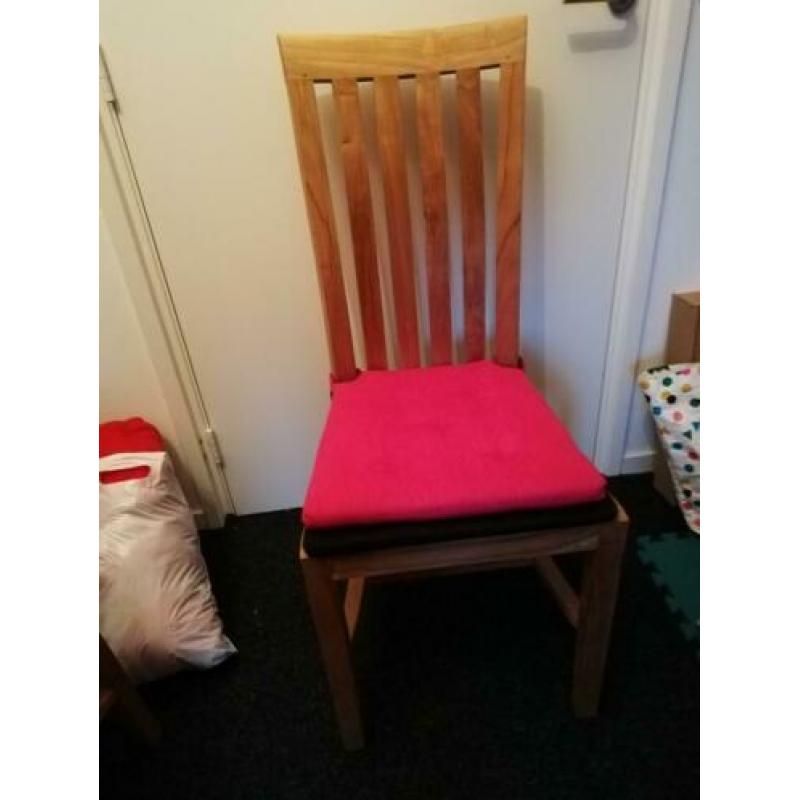 teakhouten eetkamerstoelen 6 stuks inclusief kussens