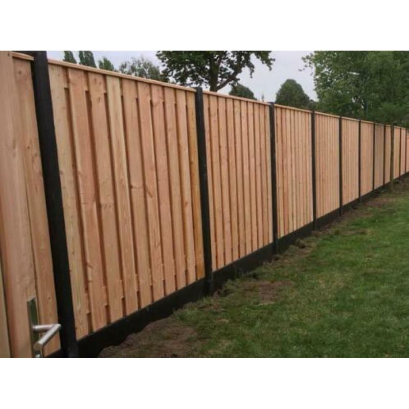 Hout/beton schutting Douglas. Al voor €95 p/m incl. montage!