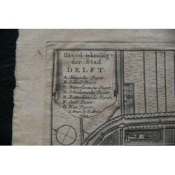 Delft, oude kaart, antiek, plattegrond, ets, gravure, Tirion