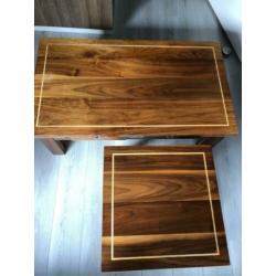 Salontafel handgemaakt massief notenhout