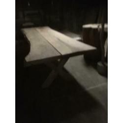 Massief eiken boomstamtafel, 365cm, dikte 8cm, nieuw!!